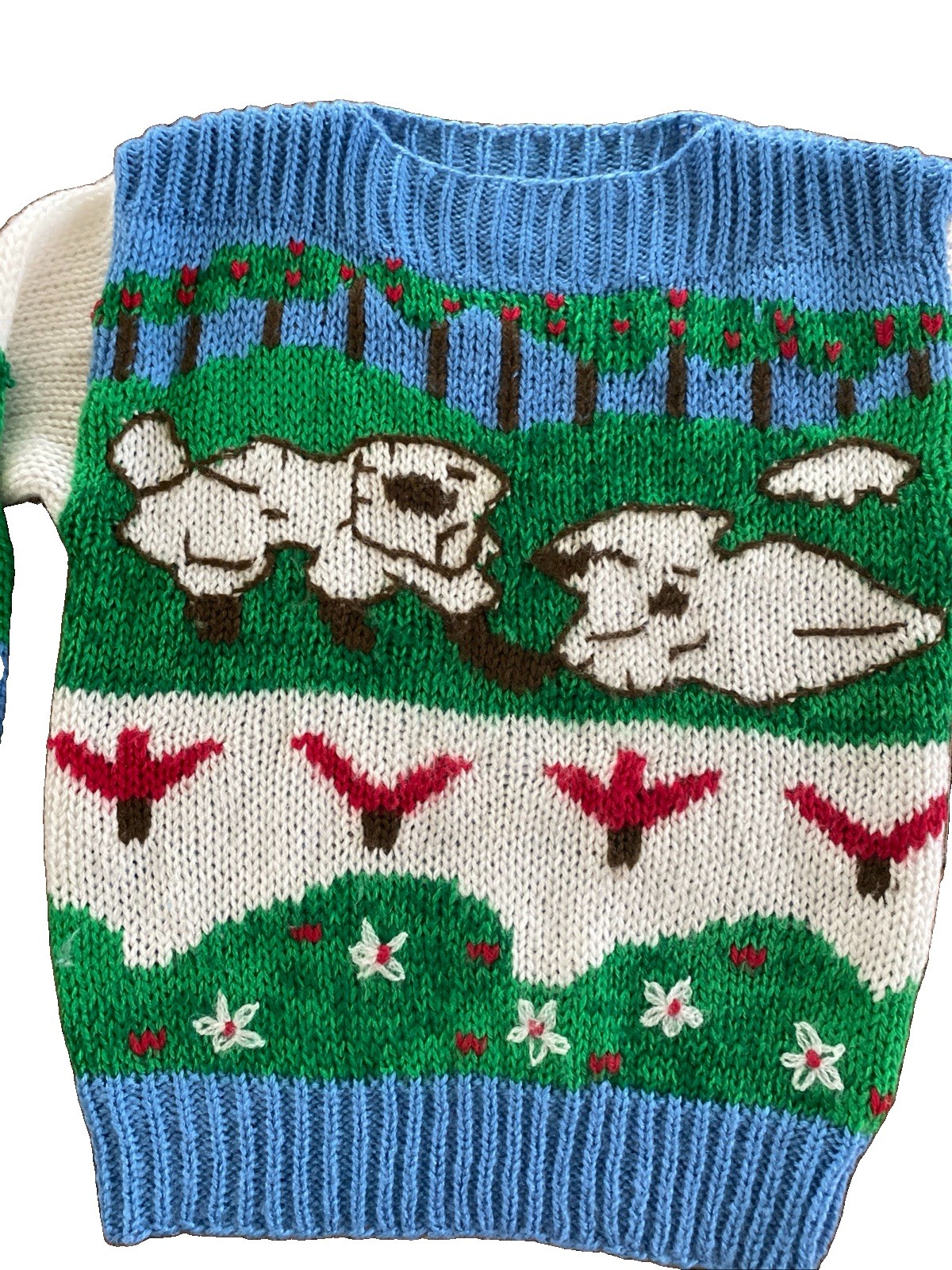 Vintage Cottage Core Grandma Sheep Sweater Korea Sz M Unbranded Adorable