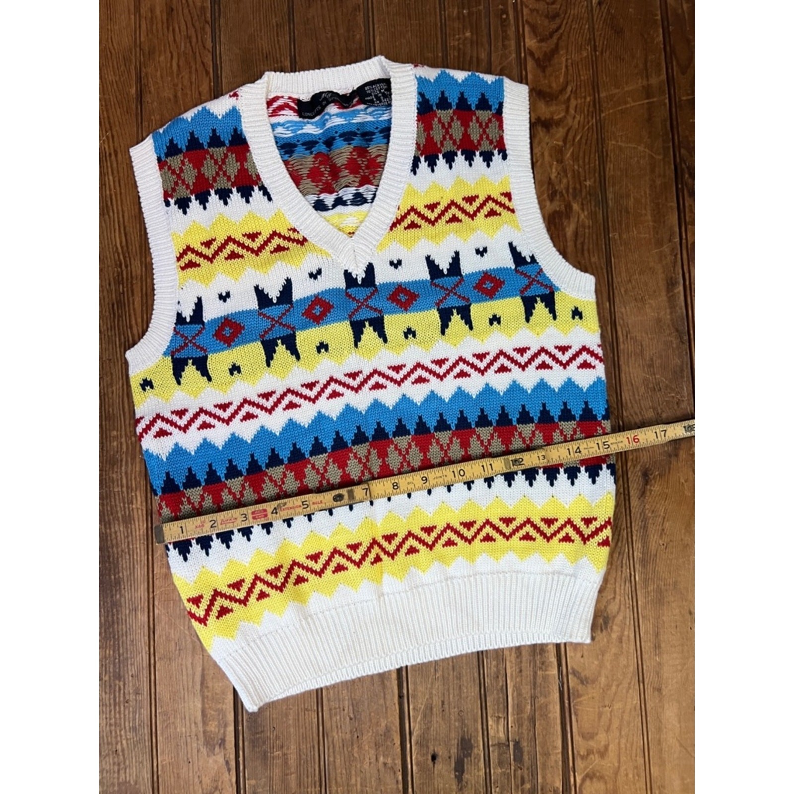 Vintage women’s colorful V-neck vest cotton acrylic