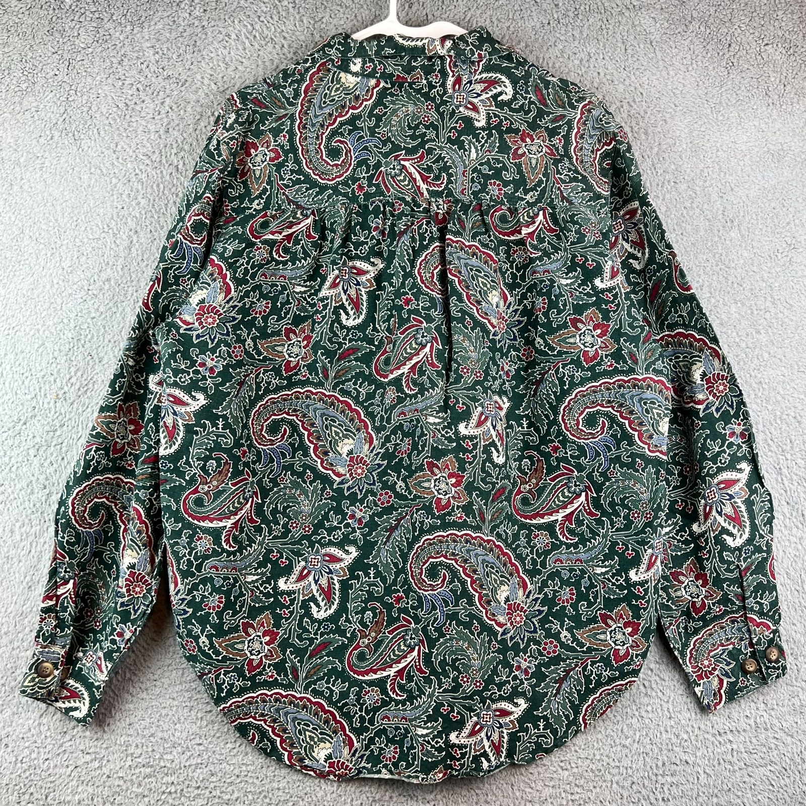 Vintage 80’s Paris Sport Club Women’s parsley Floral Camp Shirt Sz Medium