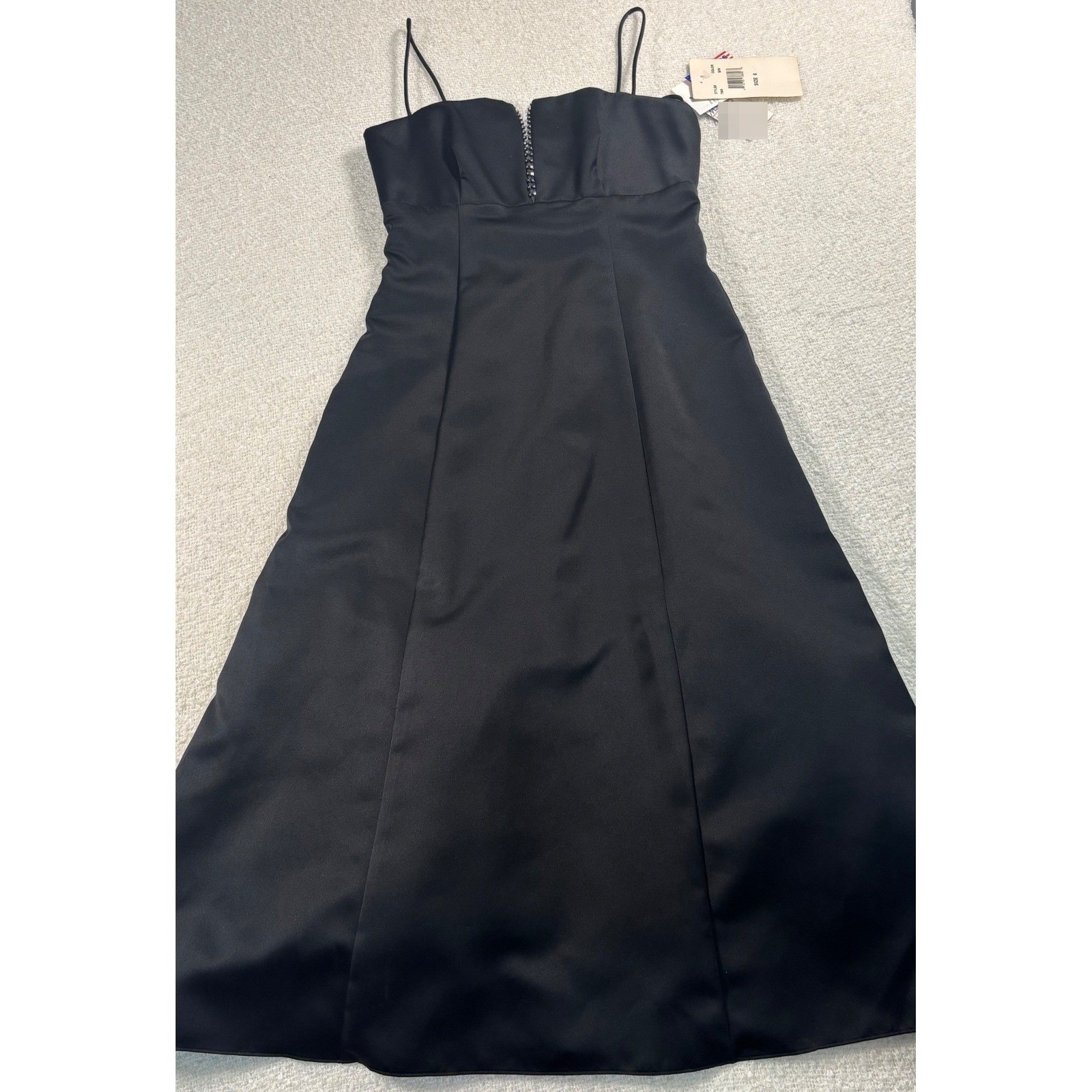 vintage 90s betsy & adam by jaslene elegant black white rhinestone dress NWT y2k