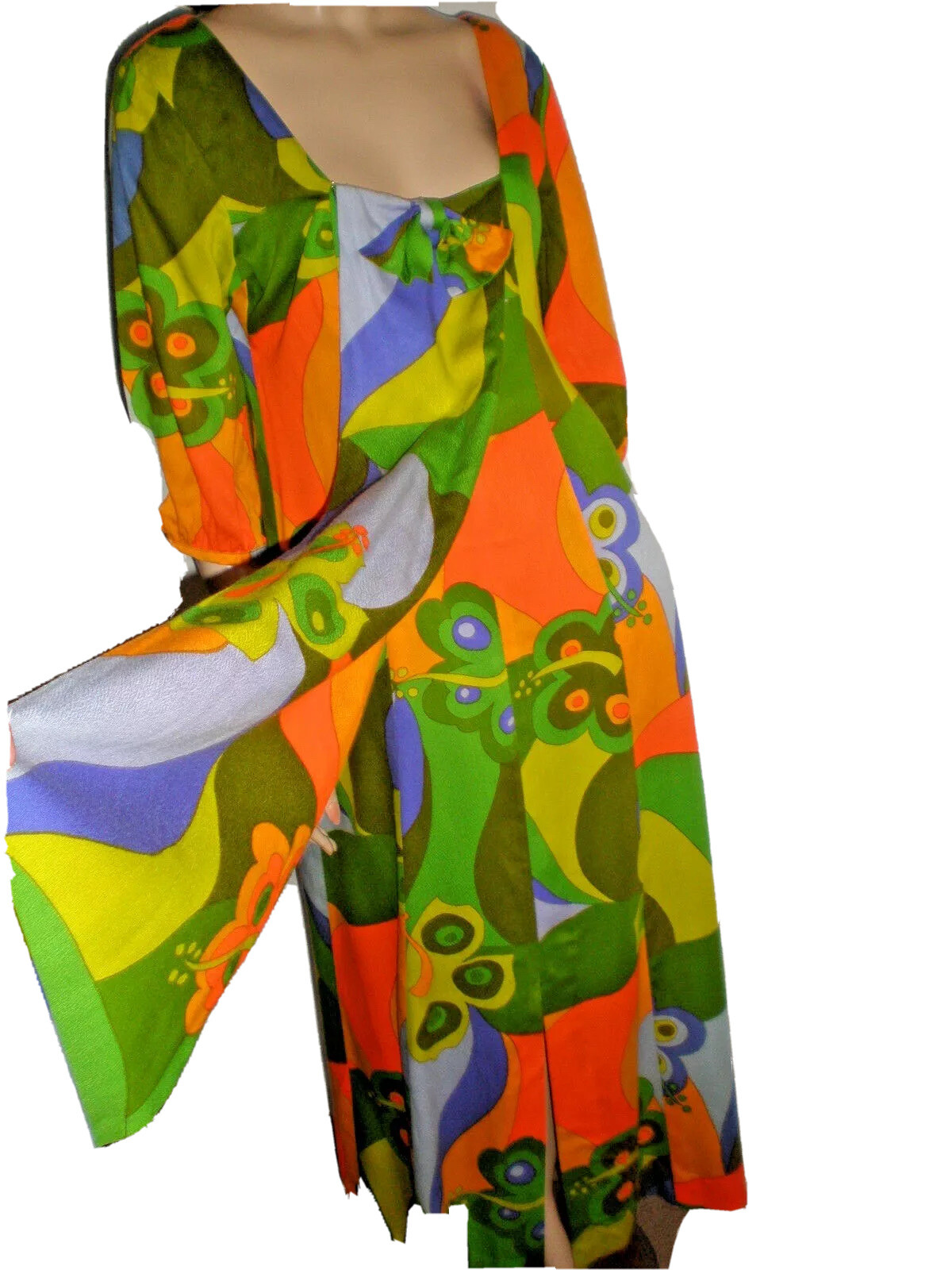 VTG THERESE BAUMAIRE PSYCHEDELIC VIBRANT MULTI-COLOR LONG DRESS SIZE 42