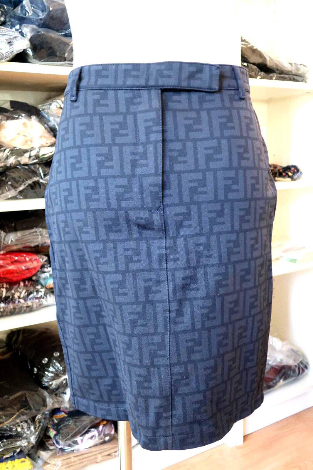 Vintage FENDI Grey FF LOGO Pencil Mini SKirt Small Waist 26 28 36 2 3 4