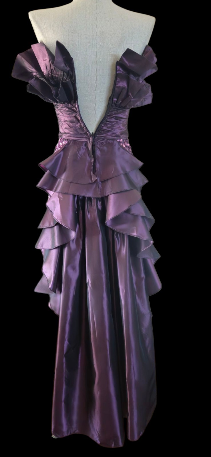 Vintage 1980s Plum Purple Gunnesax Strapless Prom Dress Mkd Sz 3/4