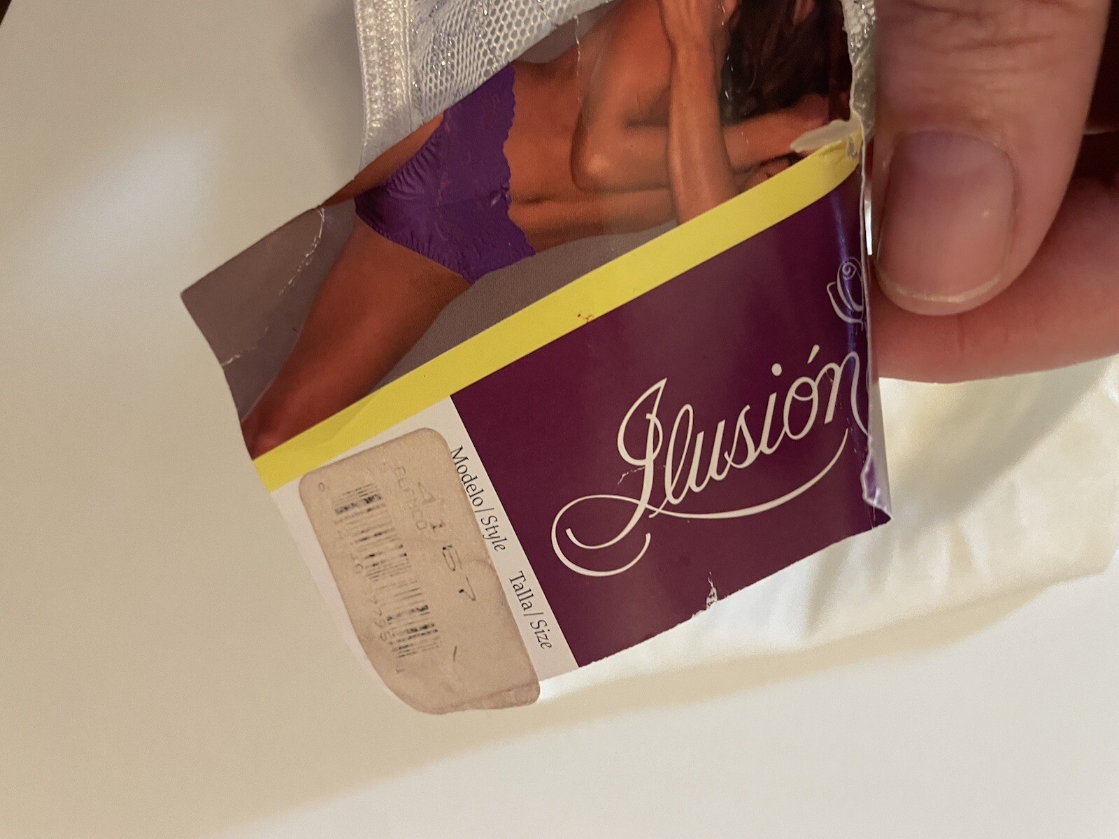 Vntg Illusion White Silver Sheer Double Nylon String Bikini Panties L Sparkly Ne