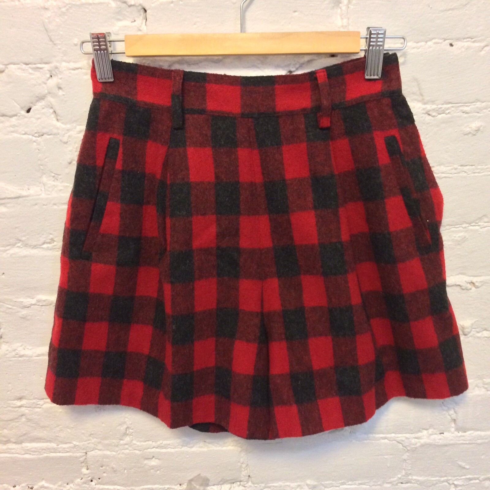 The Limited VTG 80s high waist shorts red check wool size 4 New Wave
