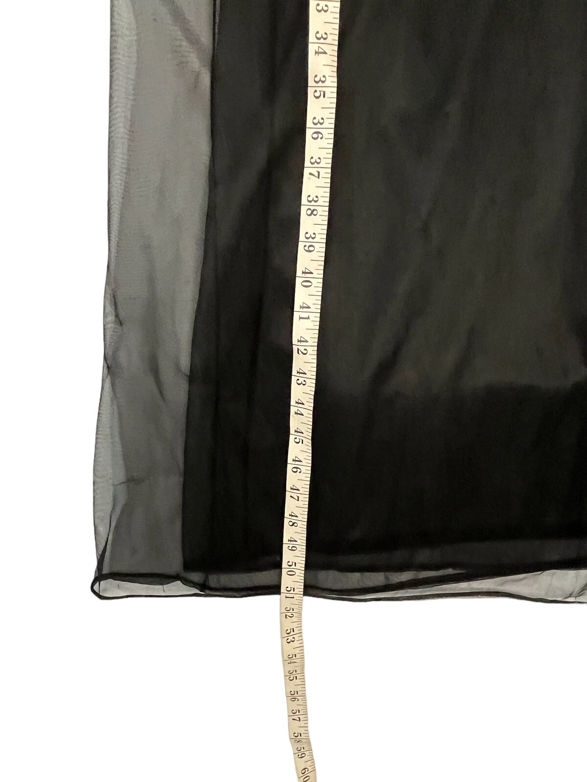 Vintage Lisette Gown Double Black Chiffon Nylon Long Lingerie V Neck Lace Medium