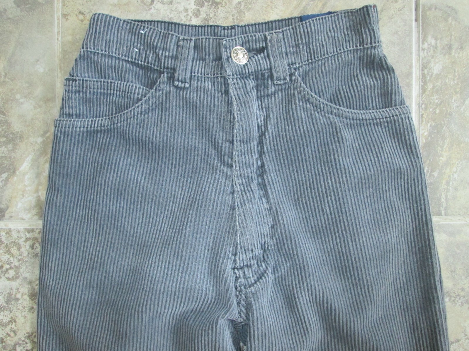 VTG Lawman Pants Juniors 21×27 High Waist Faded Black Corduroy Tapered Skinny