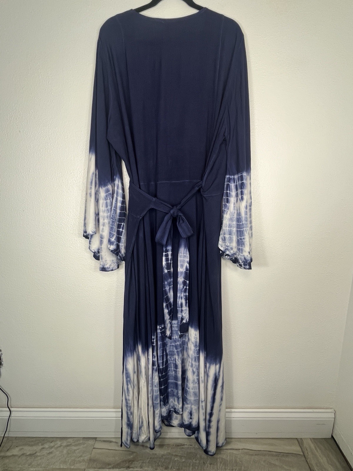 Fashion Terminal Tie Dye Wrap Dress Navy/White Size XXXL NWT