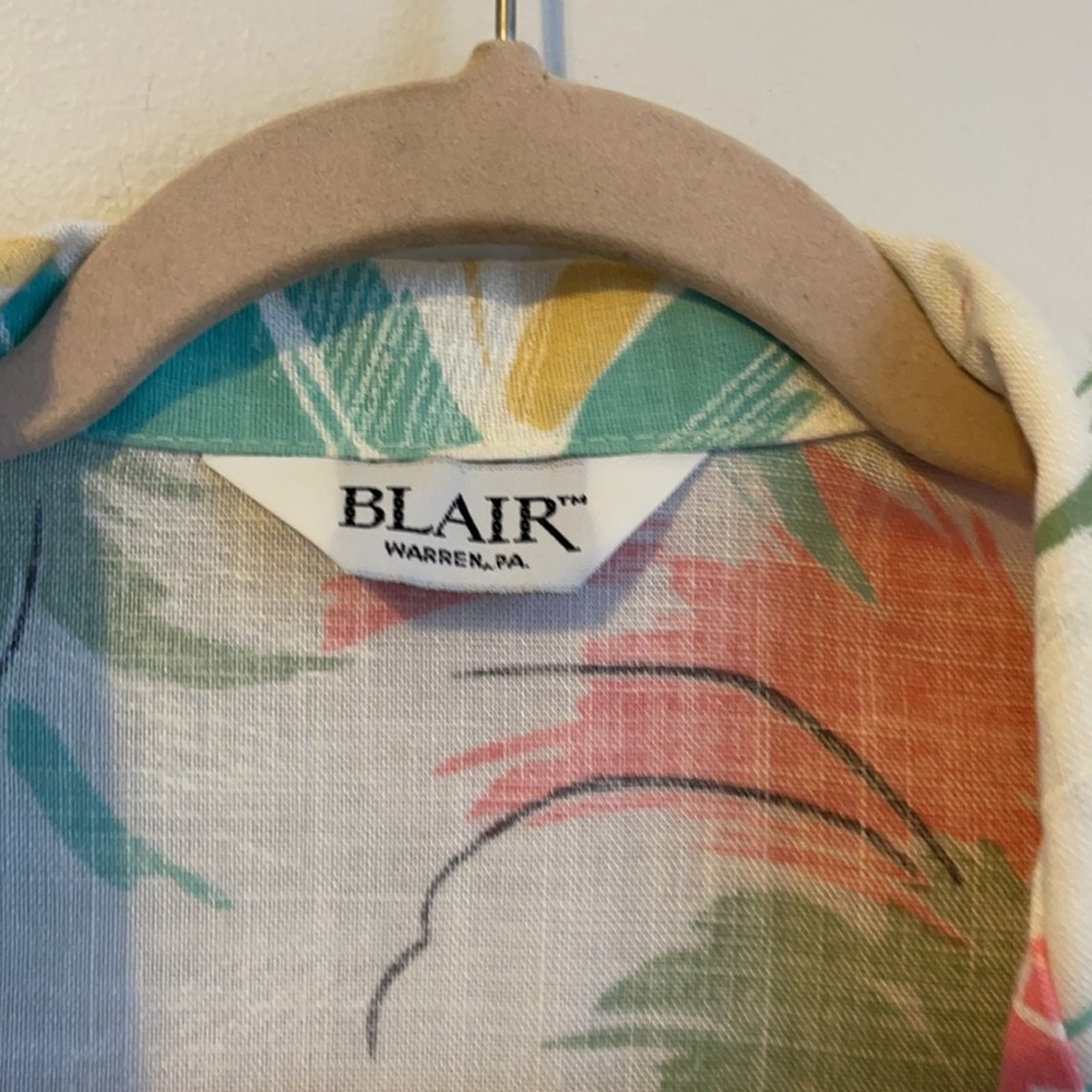 Vintage 80’s Blair unlined unstructured pastel paint stroke 1 button blazer