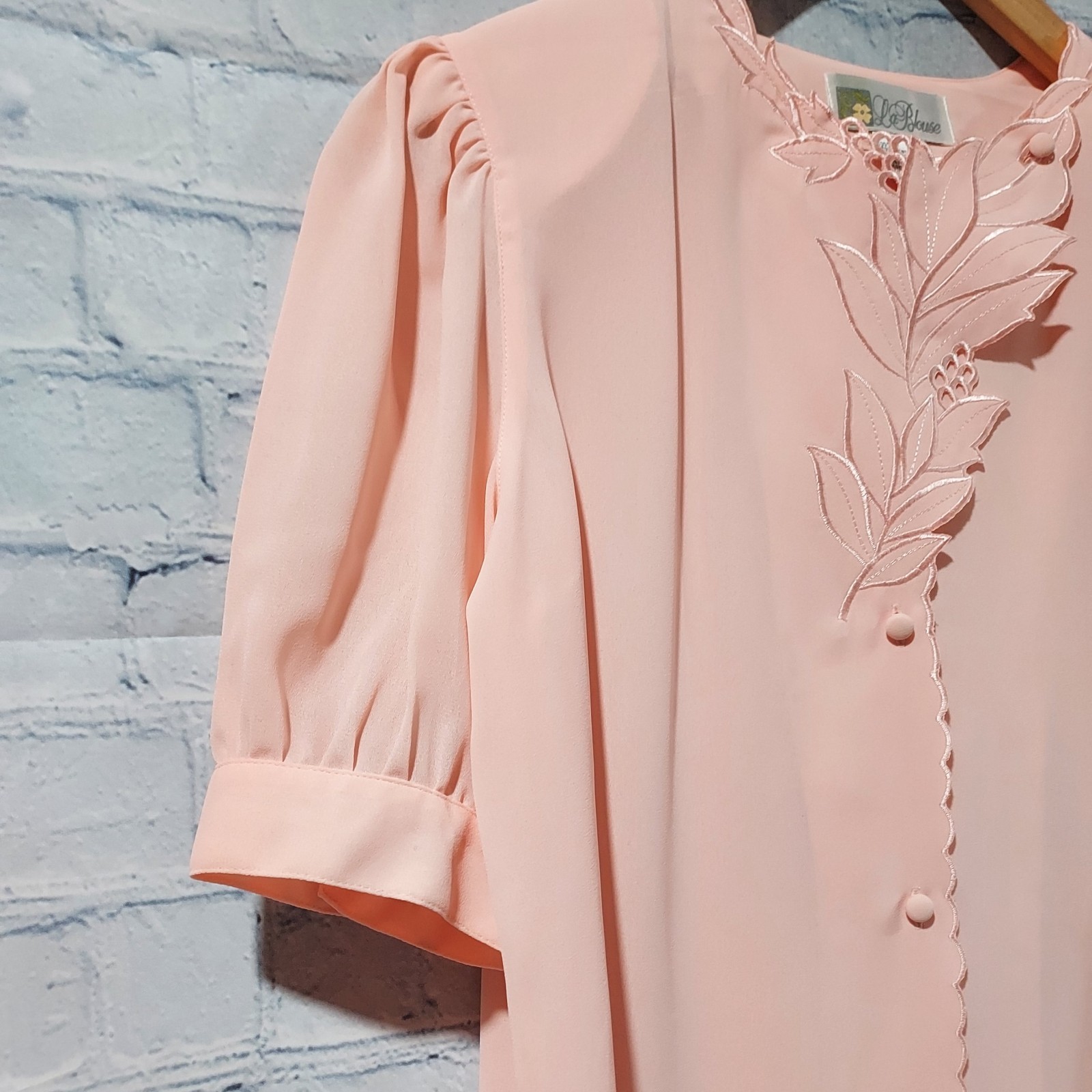 Twee Vintage La Blouse Size 8 Antique 1980’s Lace Pale Pink Short Sleeve Top