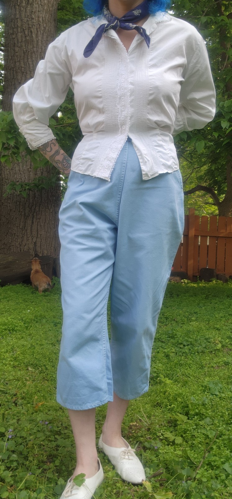 1950s Sailcloth Pants Women’s XS 25 Vintage Topsail Pants Baby Blue Summer