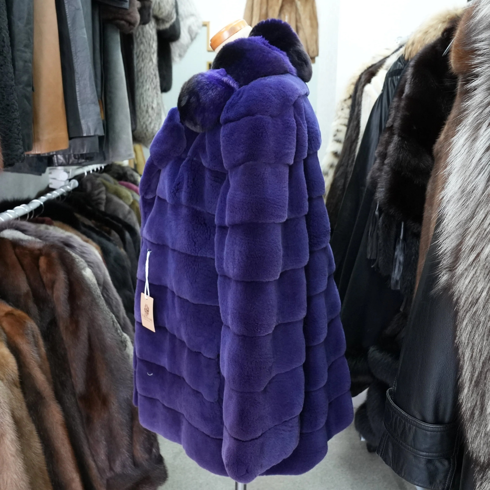 Shaved Mink Chinchilla Trim Fur Jacket Purple Dyed GRES Paris – Genuine Vinta…