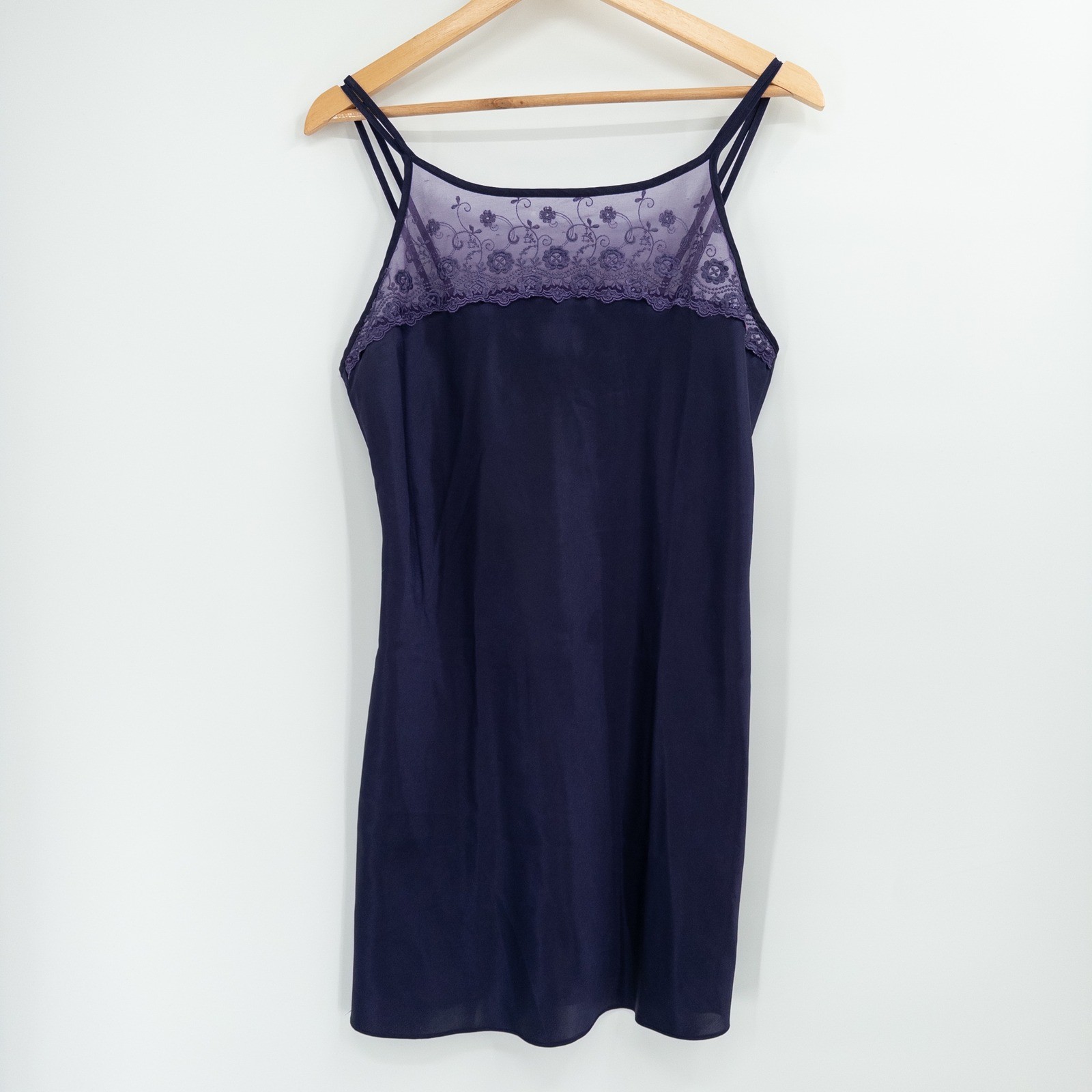 Vintage Whimsigoth Slip Dress Womens Medium Purple Lace 90s Witchy Satin Fairy
