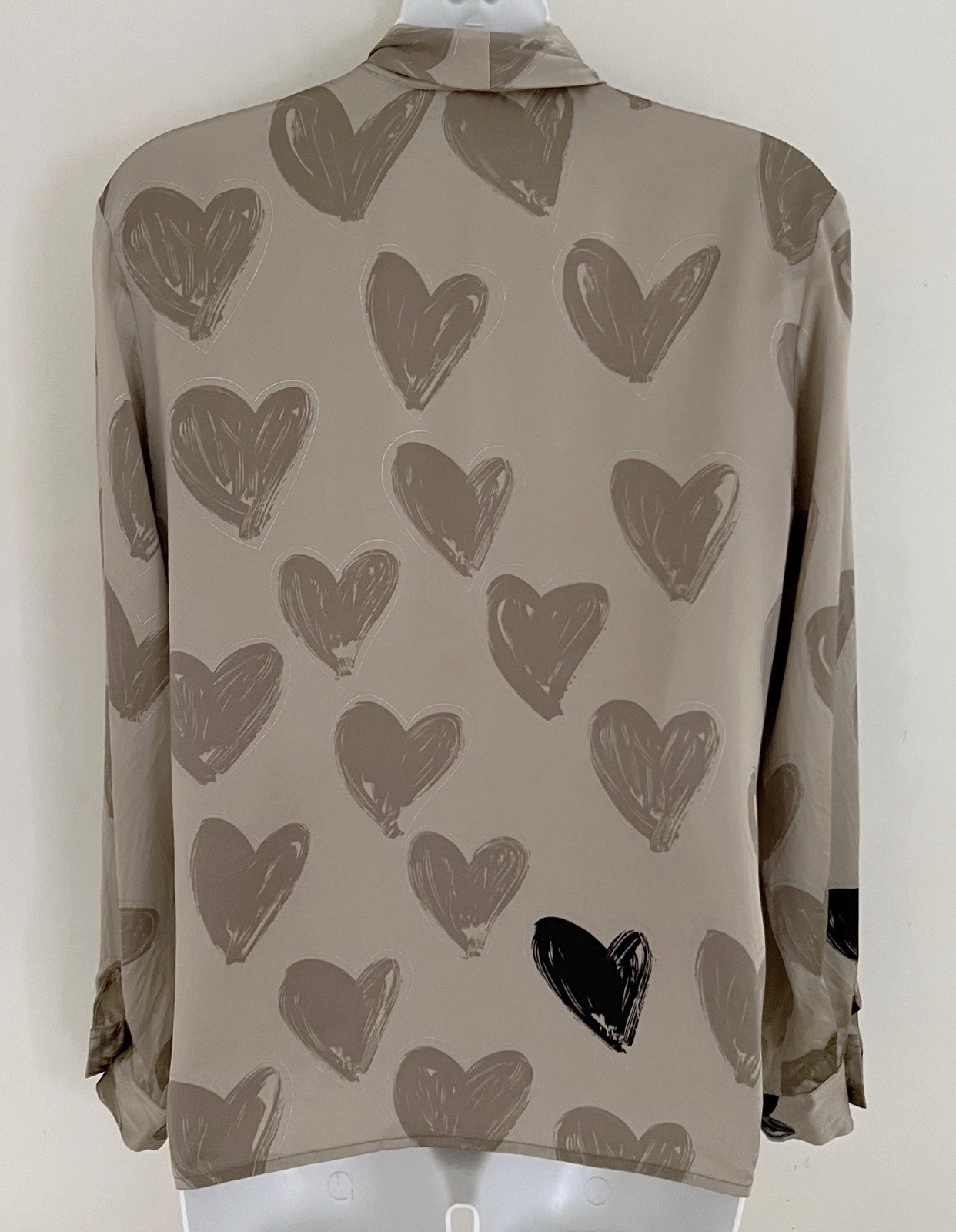 Vintage DONCASTER Silk Blouse 4 Hearts Tie Collar Long Sleeve Office Career 90s
