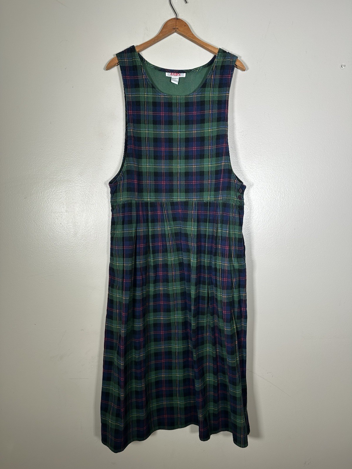 1980s FADS brand plaid corduroy jumper Tartan Plaid L Dress