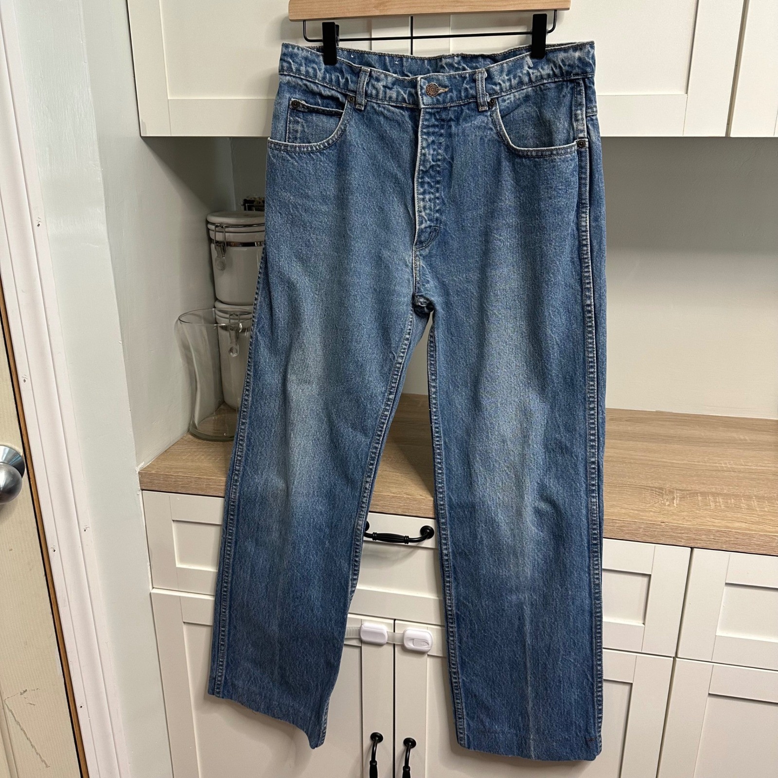 VTG 1980s Calvin Klein Jeans Women 32 Blue High Waisted Straight Leg Made in USA