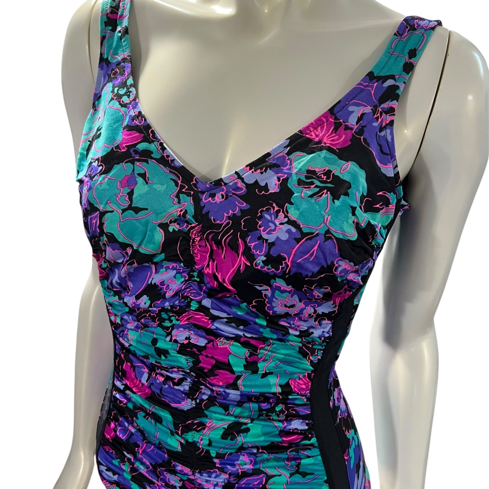 Maxine of Hollywood Approx 8/10 80s Floral One Piece Swimsuit USA
