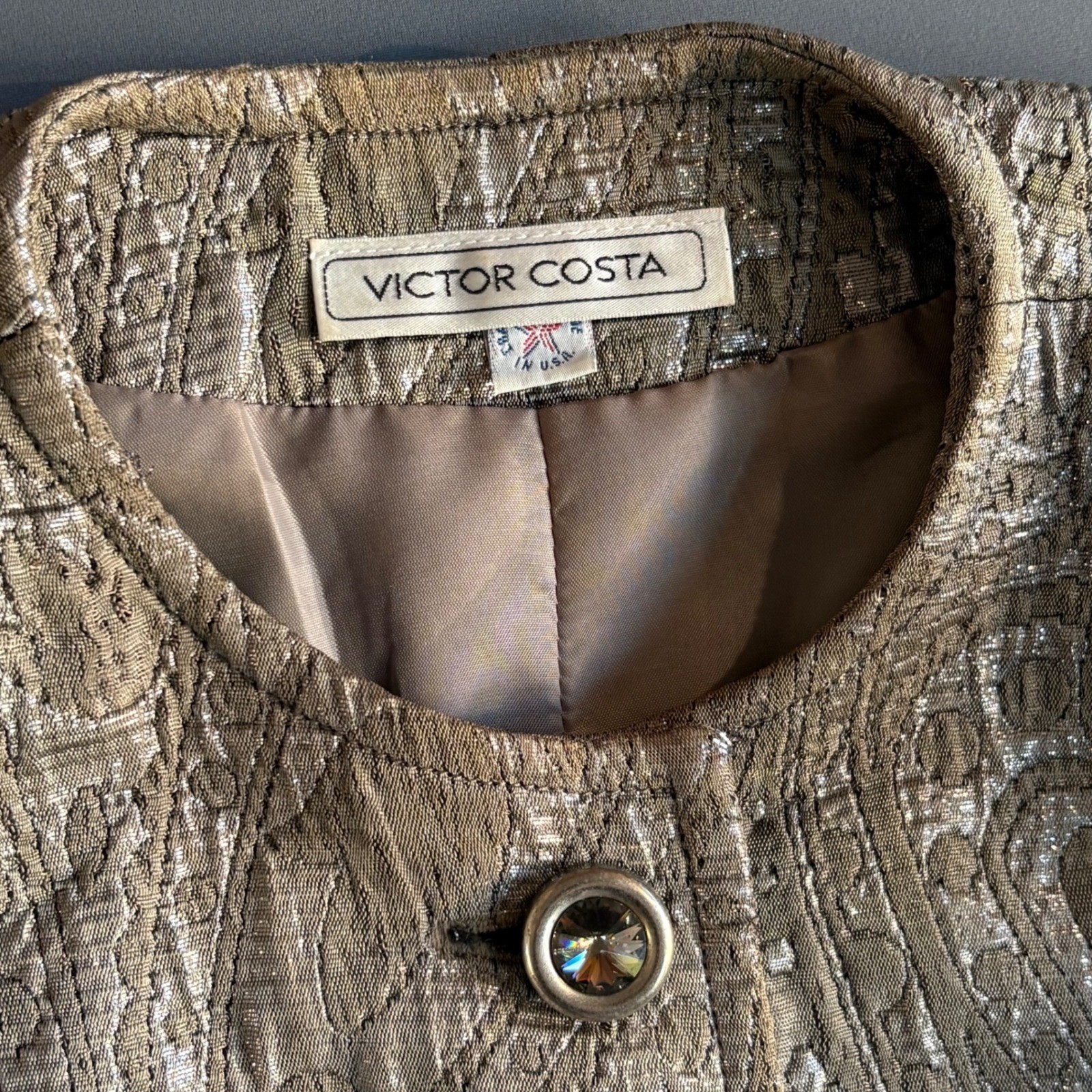 Victor Costa Brocade Skirt Suit | Metallic Paisley | Sz 10 | Vintage 1980s