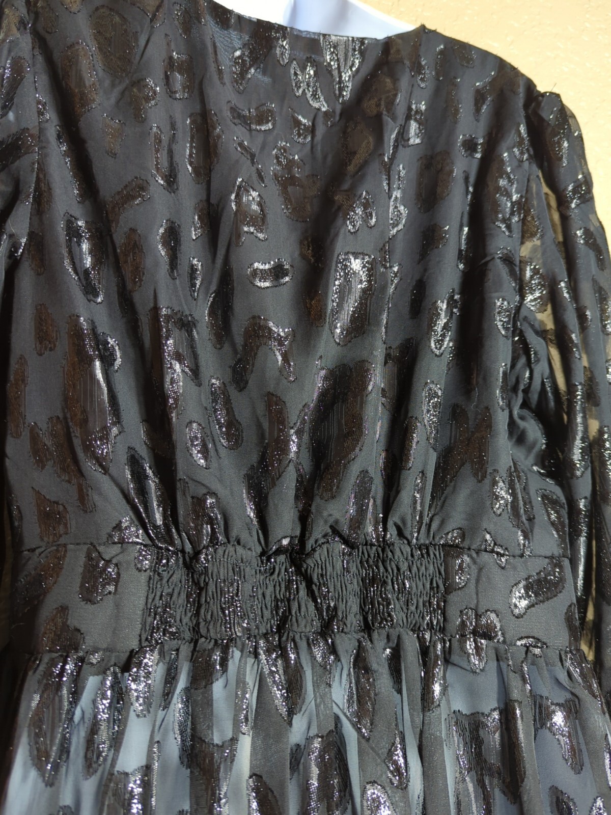 City Chic VTG Size 14 Juniors (Womens XS) Black MAXI Sheer Dress LongSlv Goth