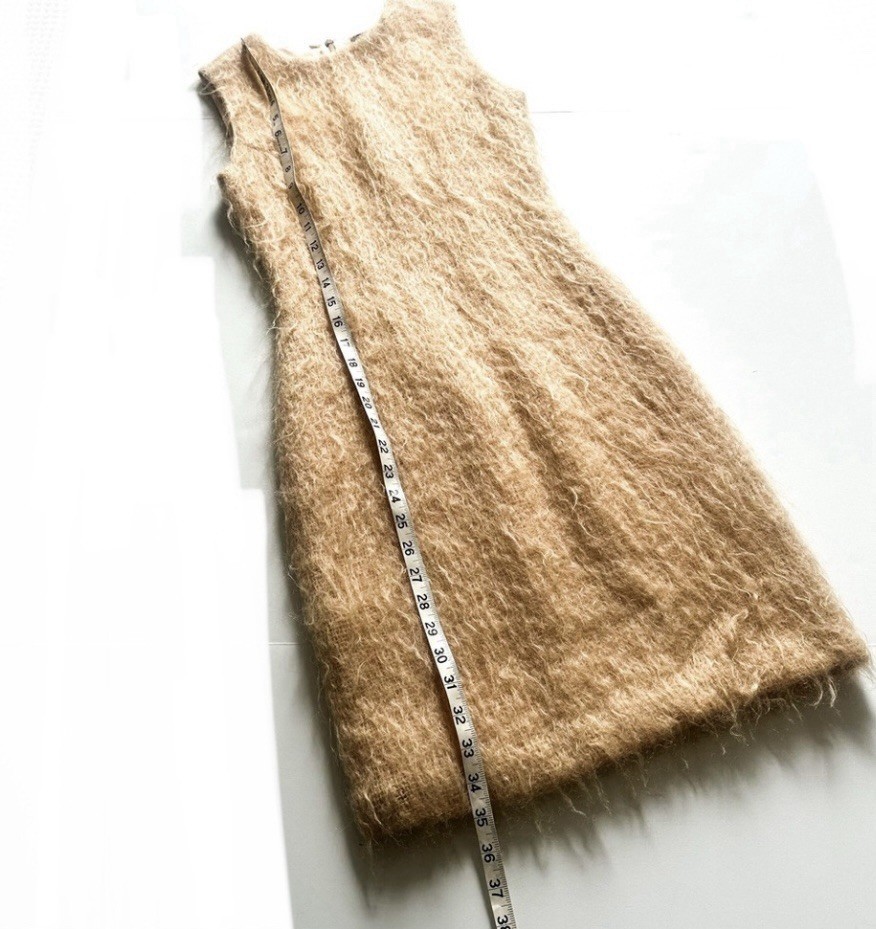 Plein Sud Rare Vintage Fuzzy Mohair/Wool Cream Sheath Dress F 36 US 4 Lined
