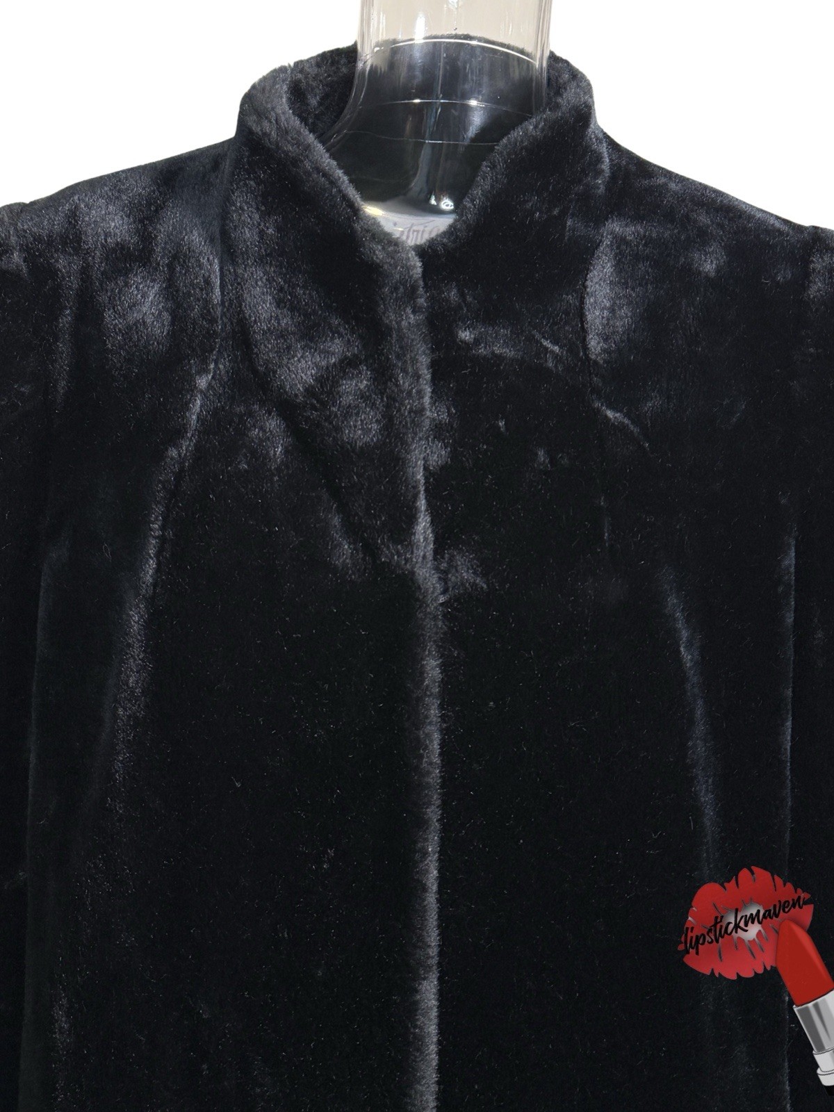 Vintage Intrigue Glenoit Coat Womens XL Black Faux Fur Union Tag USA Mob Wife