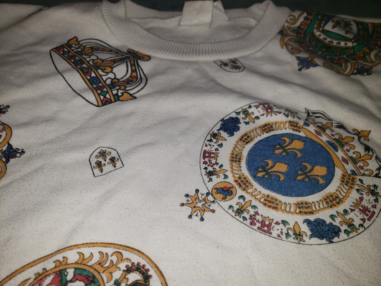 Vtg Blowout LA Pullover Sweatshirt Womens Baggy L-XL Royal France Crest Crown