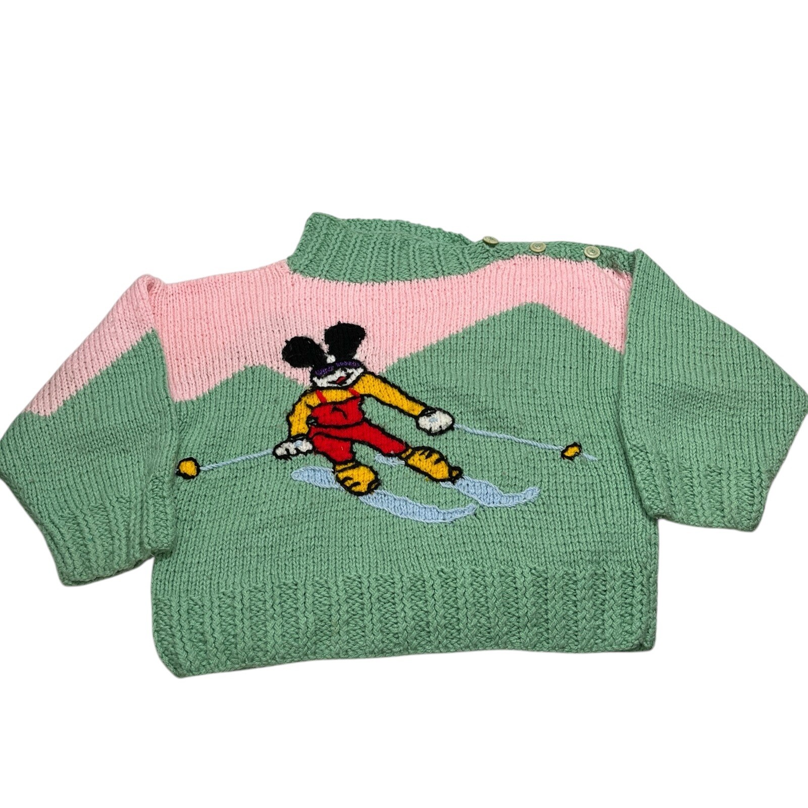 Vtg Michel Bachoz Colette Nivelle Paris Sweater Handmade Disney Mickey Mouse