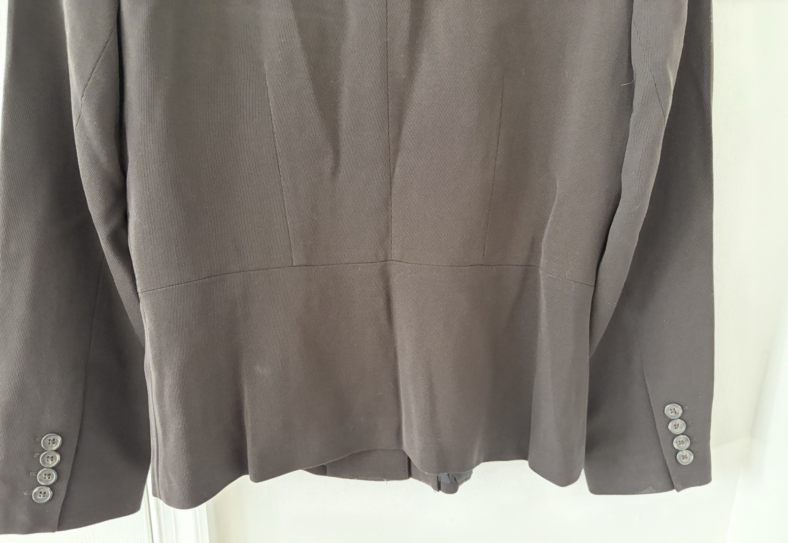 Harolds Jacket Women 8 Dark Brown Wool Blend Structured Blazer Career Wear USA