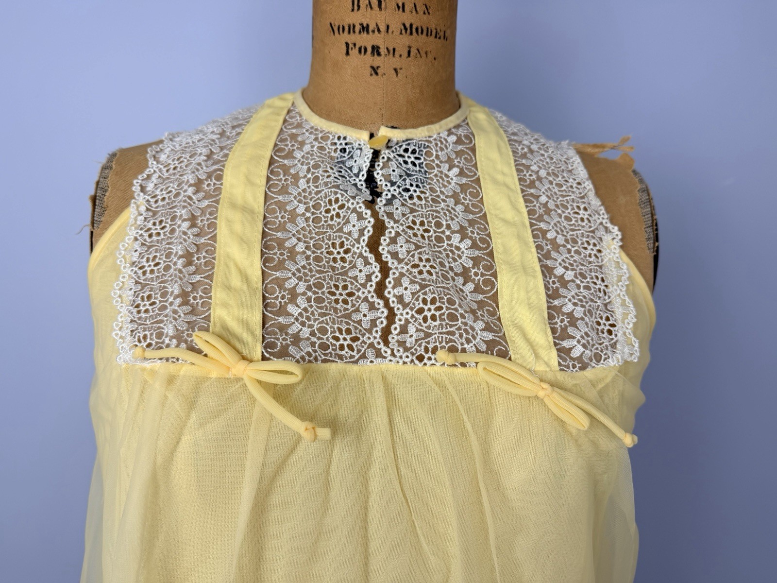 Vintage Fashioned by Belinda Yellow Chiffon Nightgown S Negligee Sheer Sleepwear