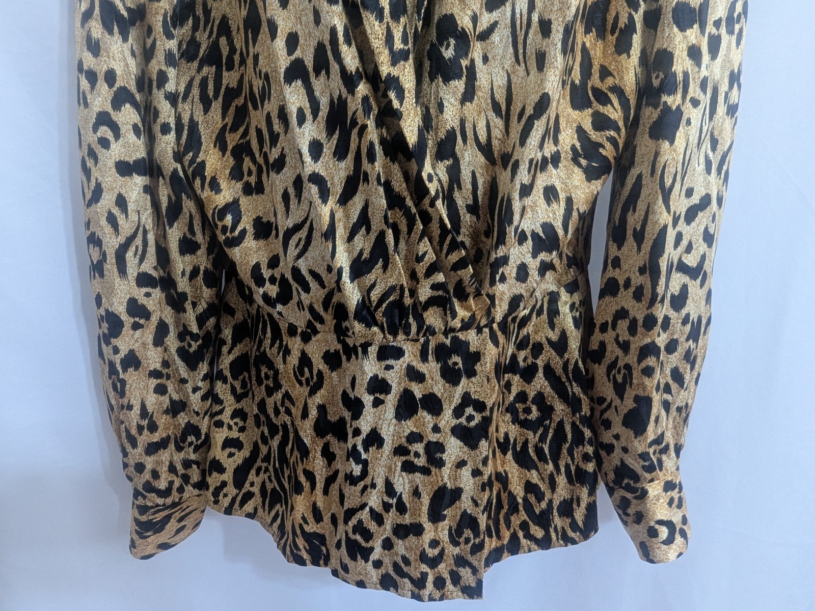Francesca Of Damon Silk Blouse With Animal Print Women’s Size 12 Vintage