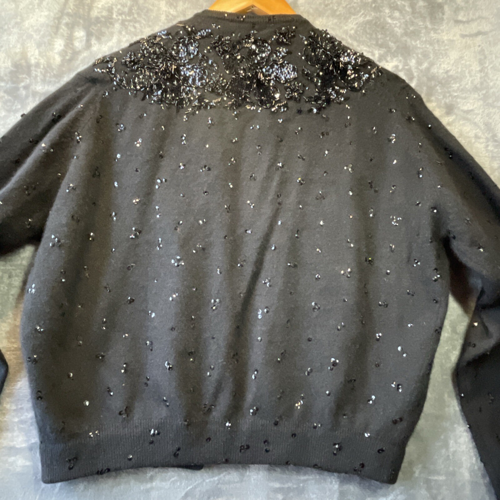 VTG Casmira Sequin Cardigan Sweater Sz 44 Classic Retro Pin Up Office Evening
