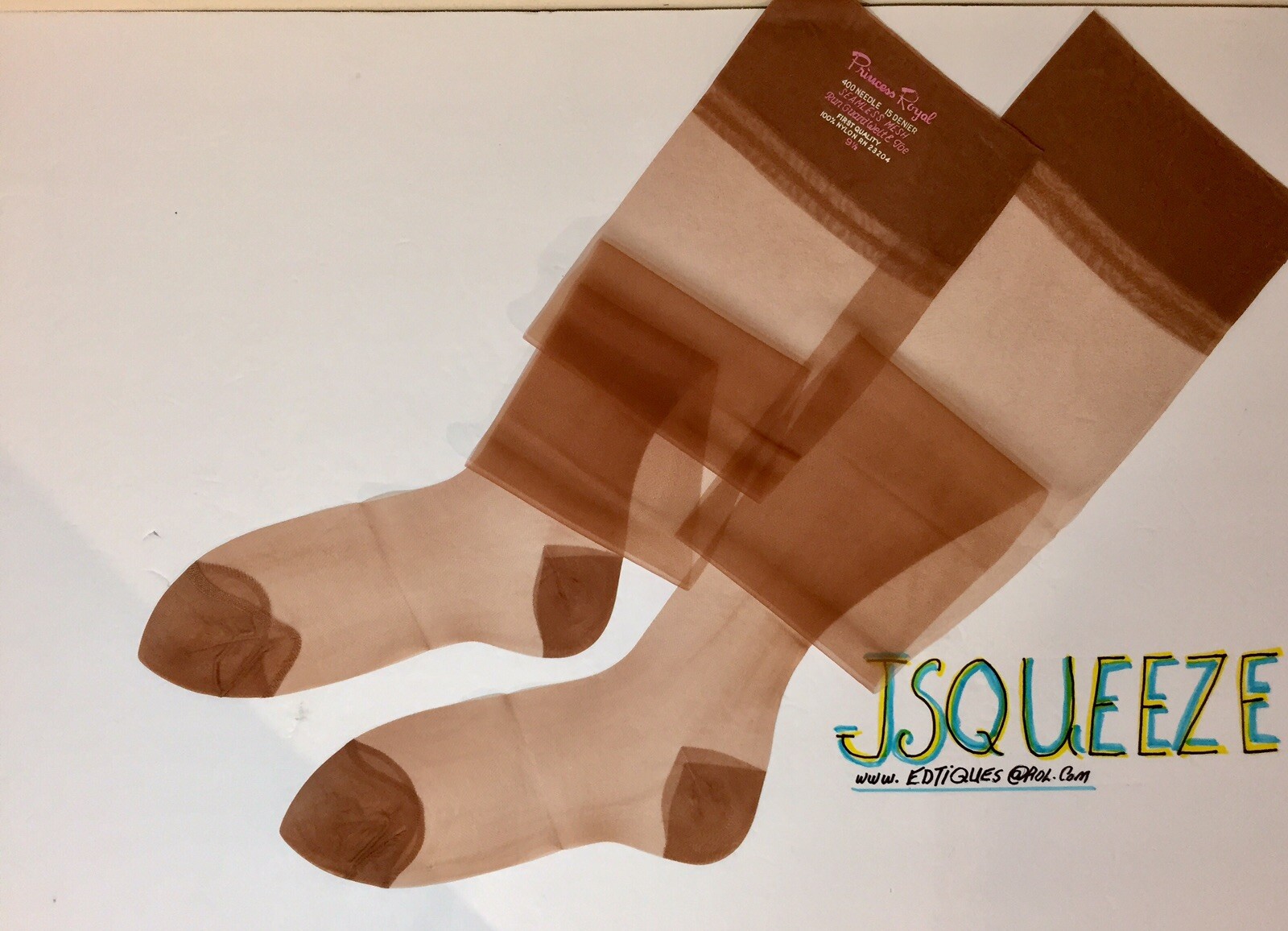Vintage 3 Pair All Nylon Stockings 10 X 34” 15D RHT GLAMOUR REINFORCED HEEL TOES
