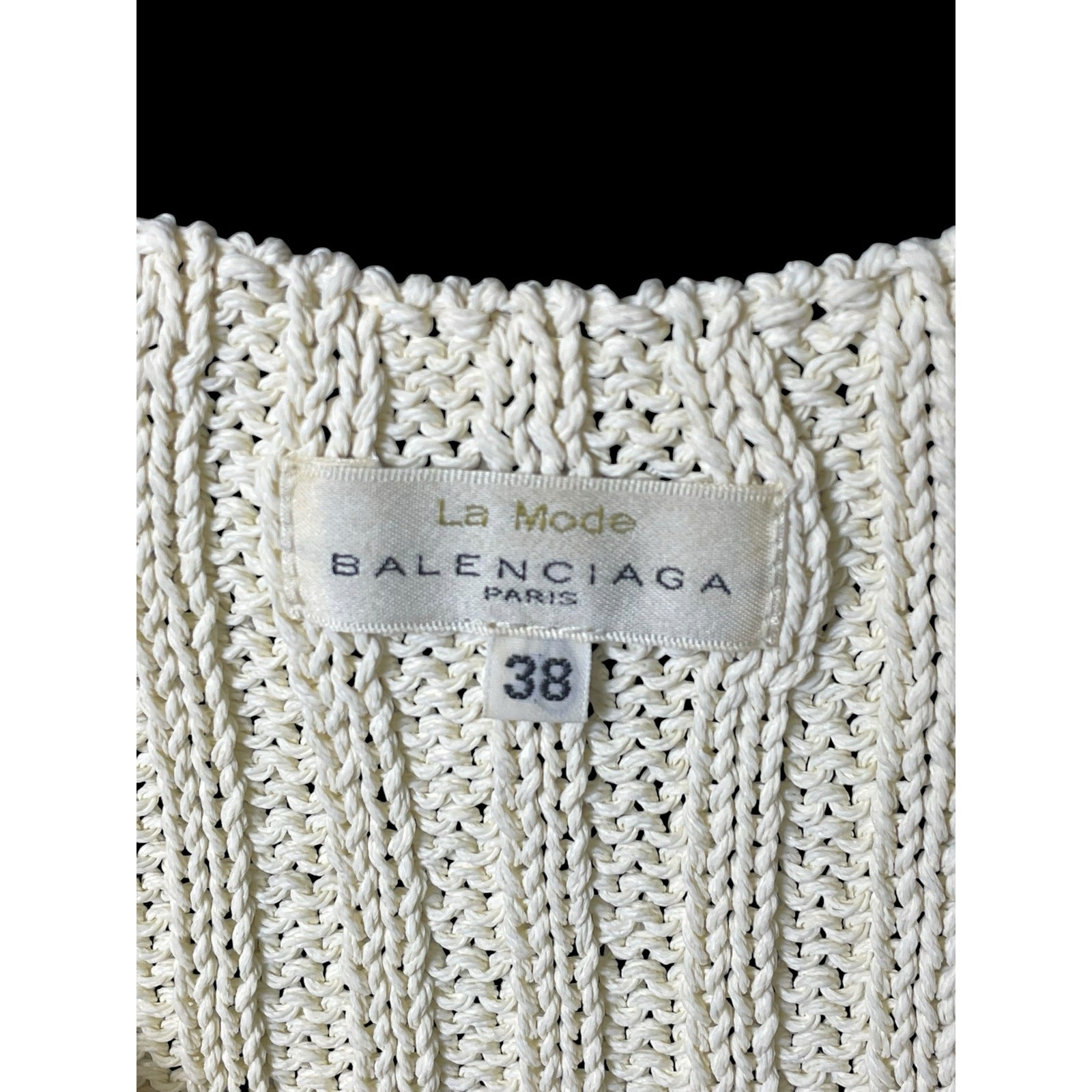 Vintage Balenciaga Knit Ivory Crochet Sleeveless Women Vest From Japan Medium