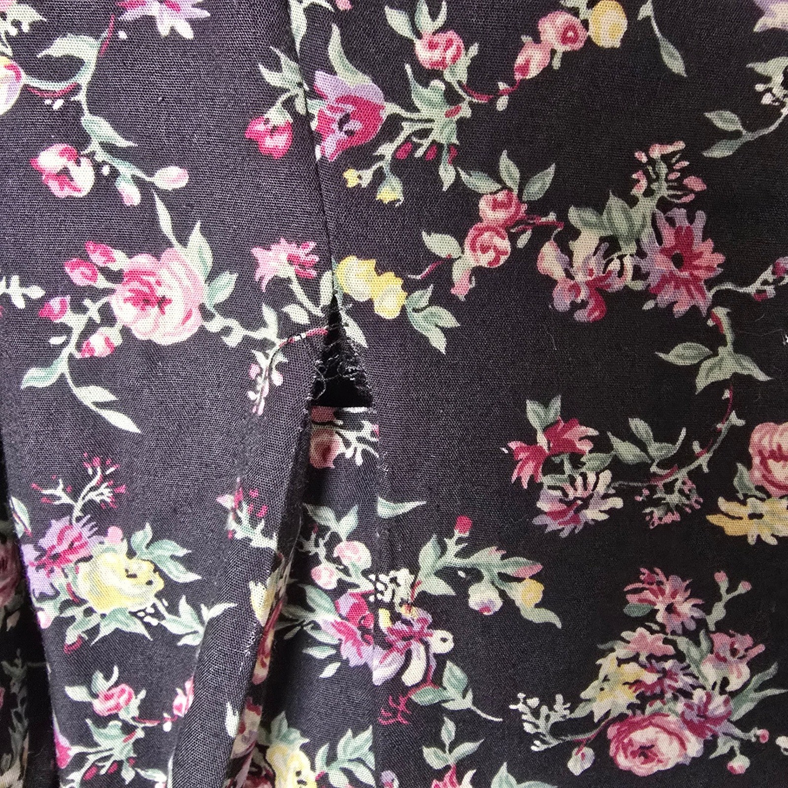Vtg 90s EXPO Floral Rayon Jumpsuit Made in USA Dark Floral Whimsigoth Size 14