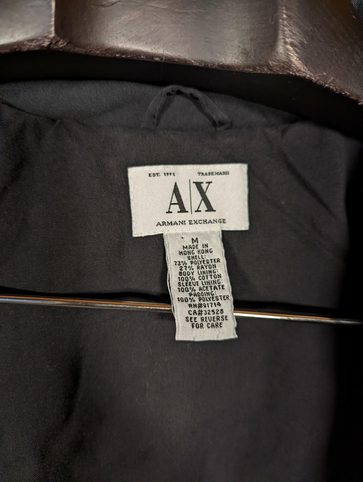 Armani Exchange Vintage 90s Rayon Poly Black Duvet Comforter Puffer Jacket M