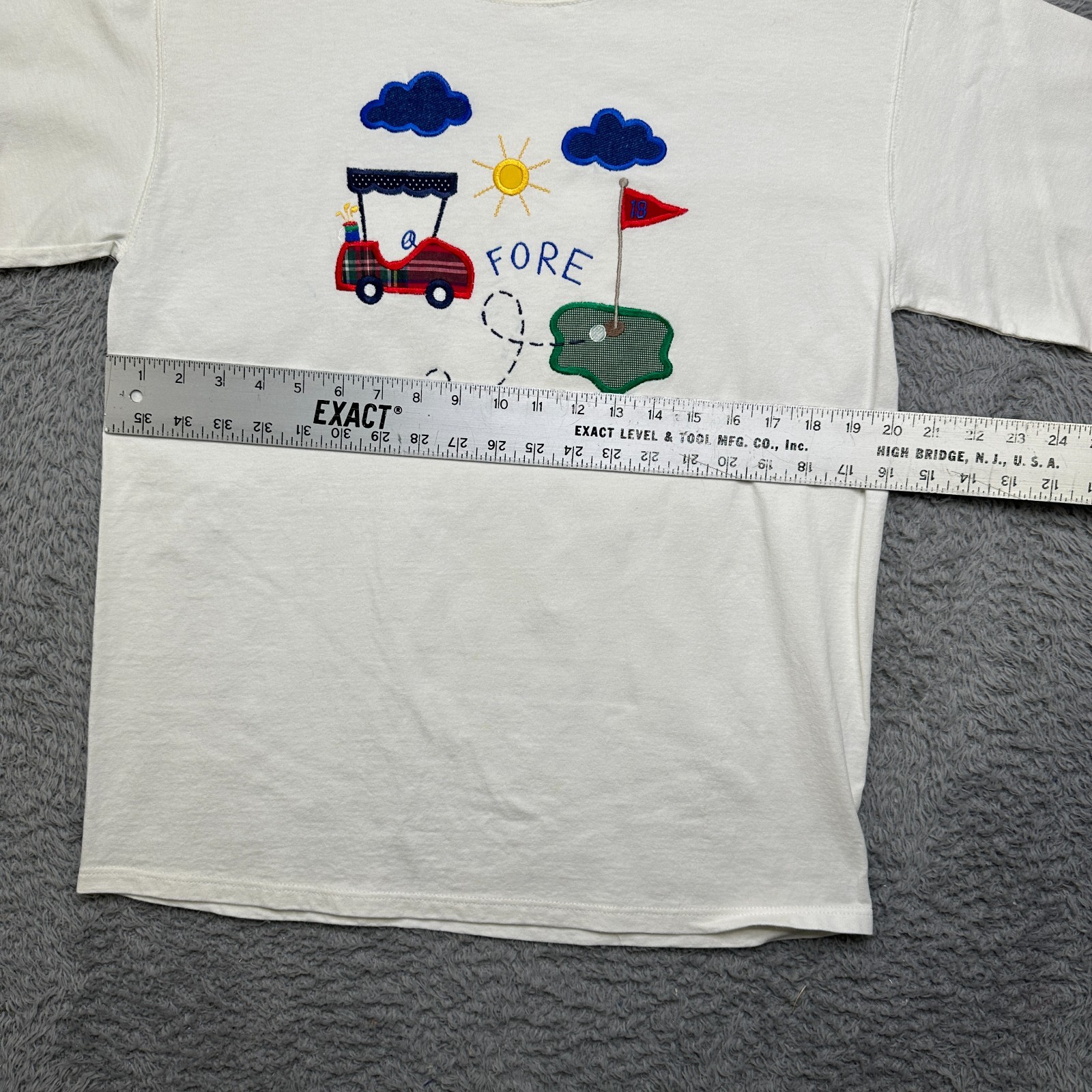 Vintage 90s Golf T-Shirt Womens M White Embroidered Made In USA Belle Pointe