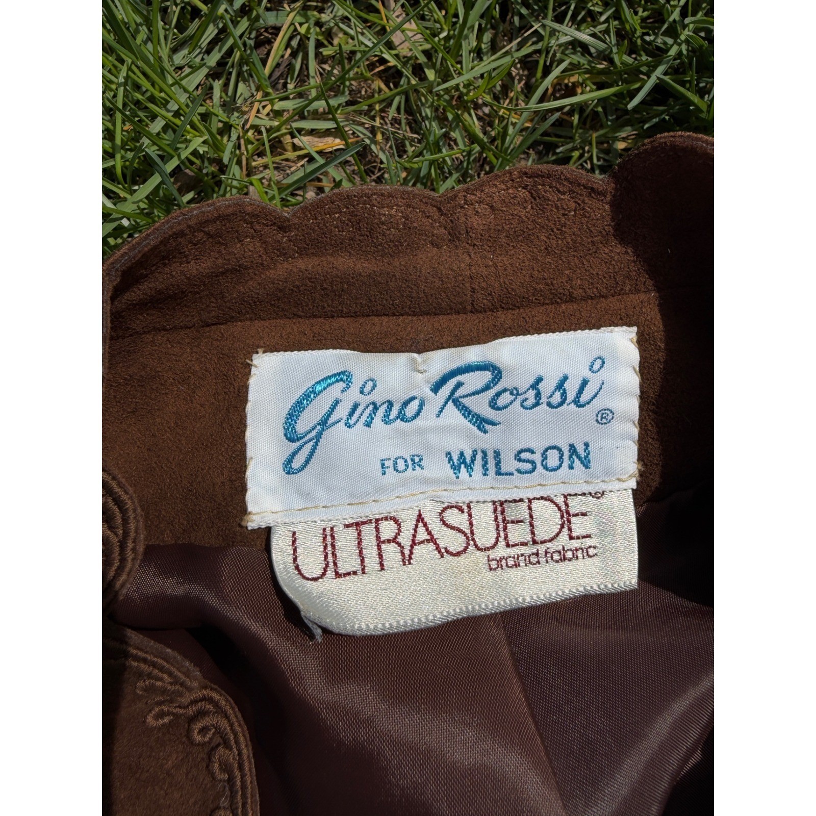Vintage 70s Gino Rossi Wilson Ultrasuede Scalloped Jacket Brown Size 12 USA Made