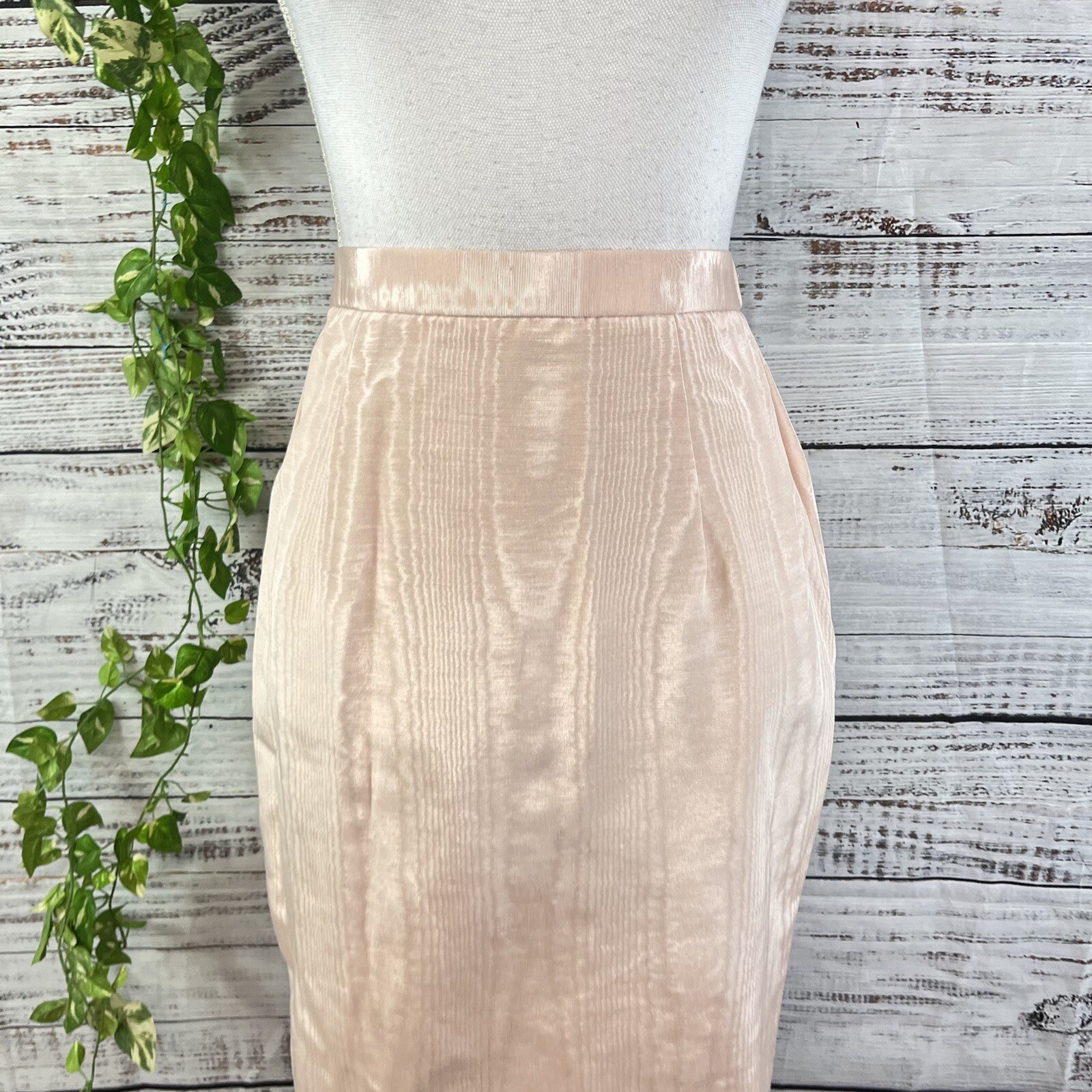 Scott McClintock 80s Vintage Pink Taffeta Lace Skirt Suit Size 8 Wedding Prom