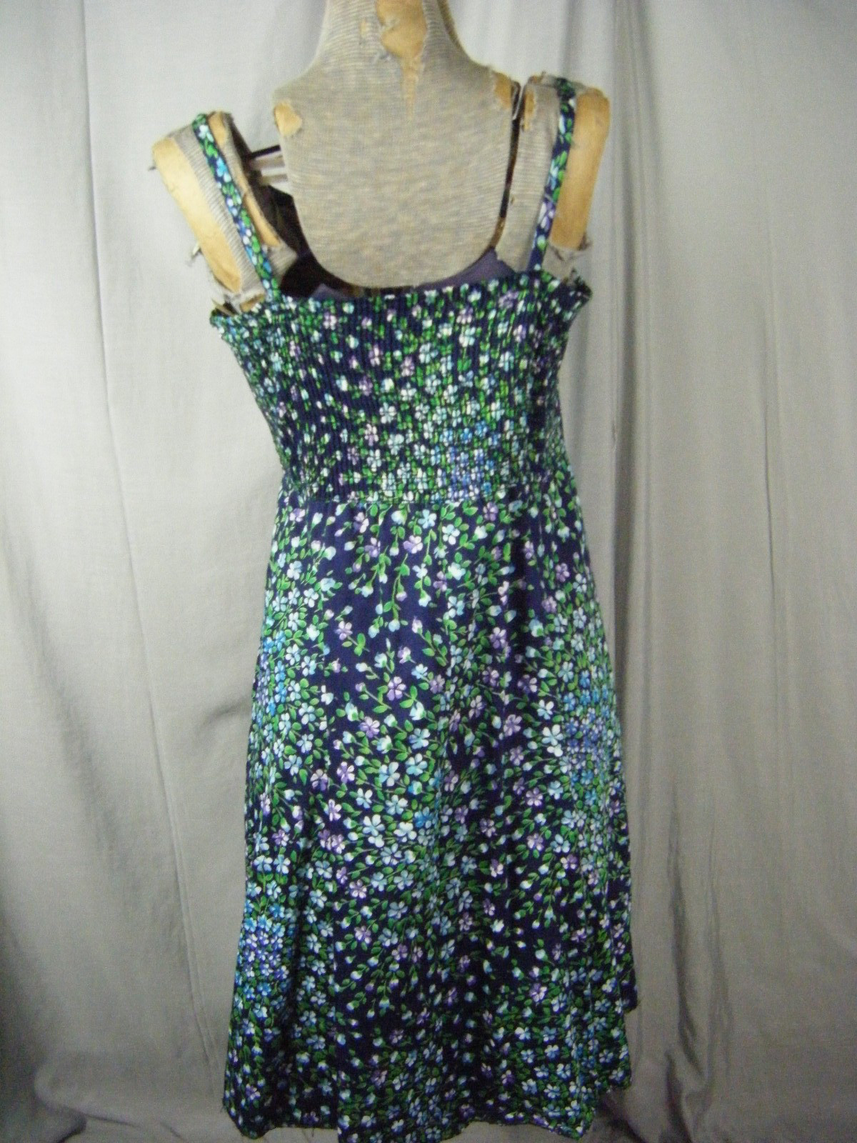 MURRAY MEISNER Vtg 60s Navy Green Floral Sun Swim Dress-Bust 34-37/XS