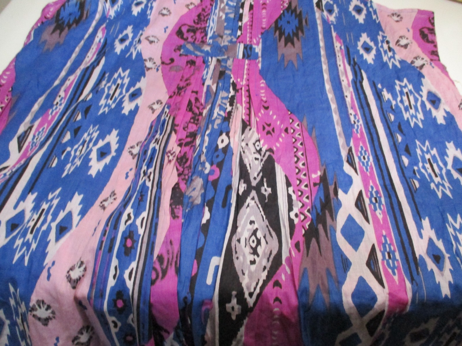 Collections ETC. Sleeveless Tunic Top Cotton Blue Pink Purple Absract Boho- L