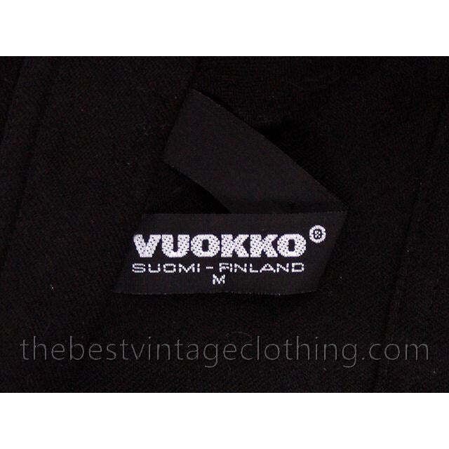 VTG 70s 80s Vuokko Finland Black Wool Snap Front Dropped Waist Dress M
