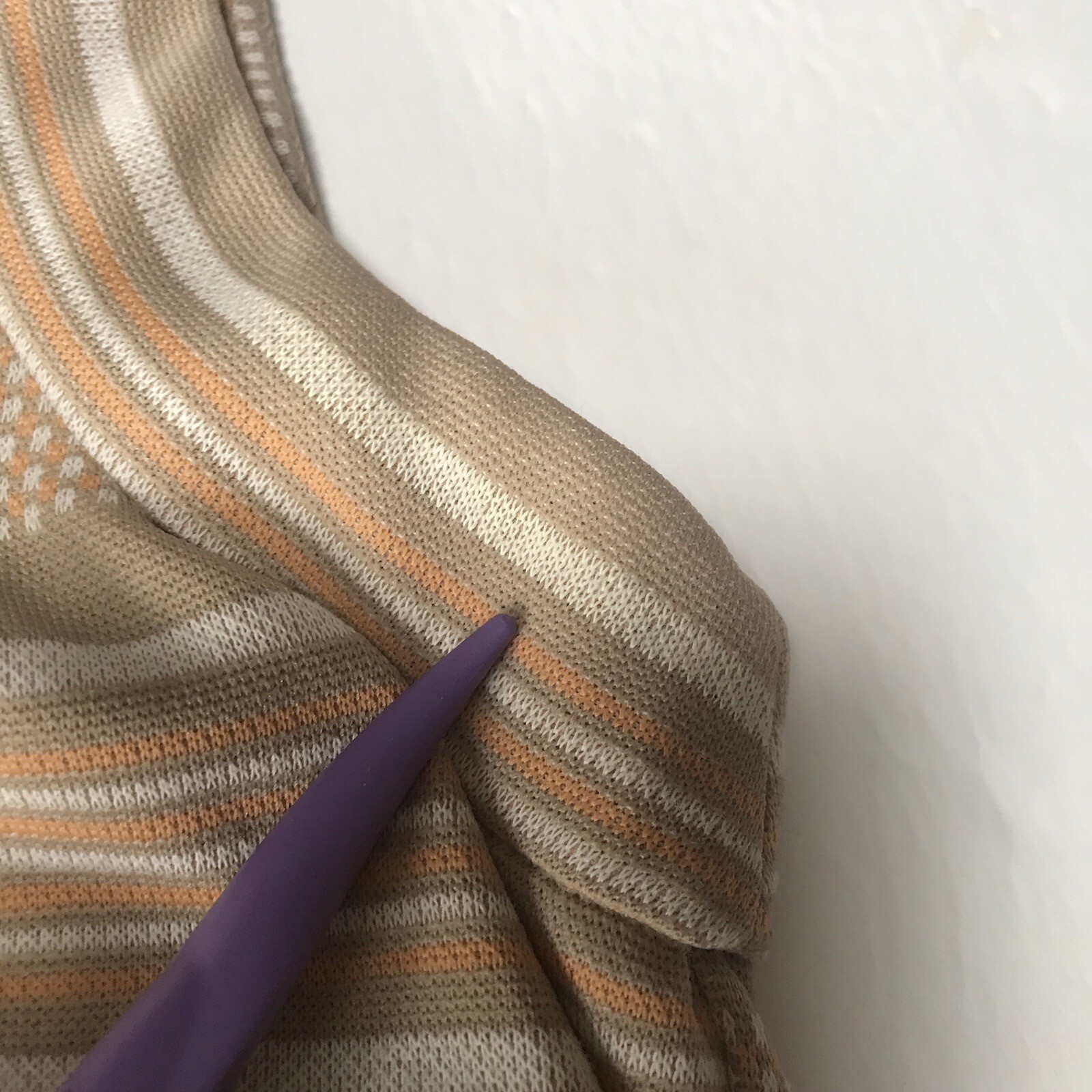 Vintage 60s 70s Women Small Medium Top Striped Knit Tennis Preppy Mod Beige Tank
