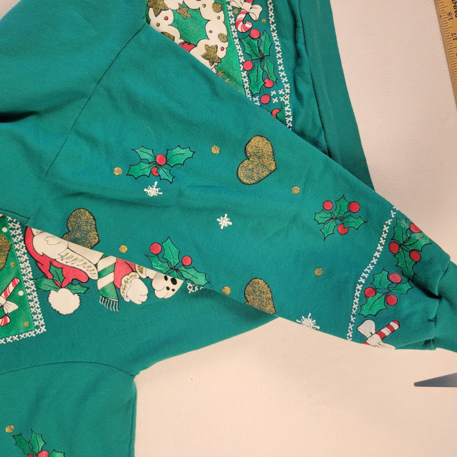 Vintage 1990s Green Kitsch Holiday Bears Sweatshirt Women’s Large Jane Colby
