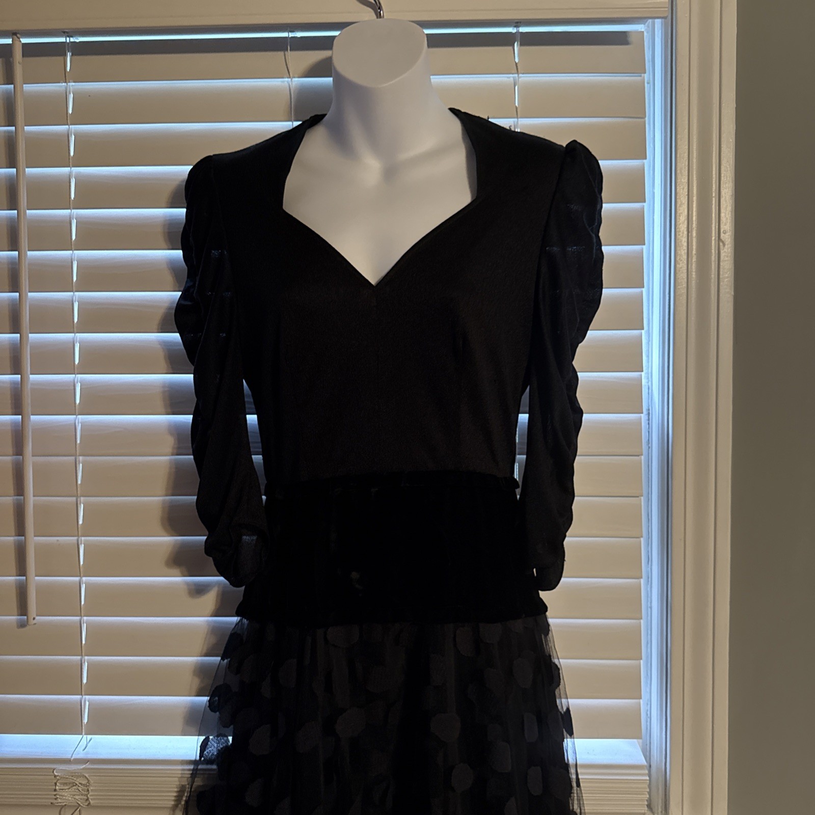 1970S Golden Gate Black Tule And Velvet Vintage Size 38 Or 8