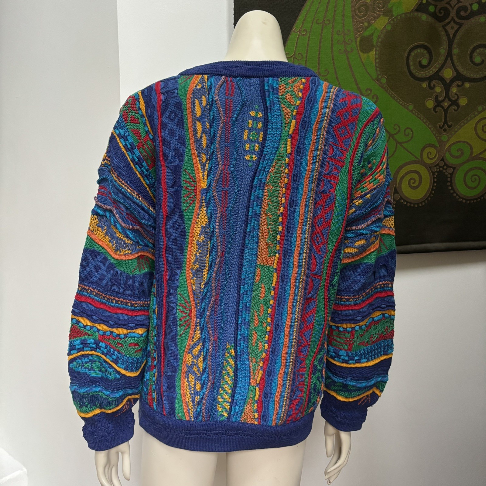 Vintage EMAROO colourful Coogi style pure cotton knit jumper S