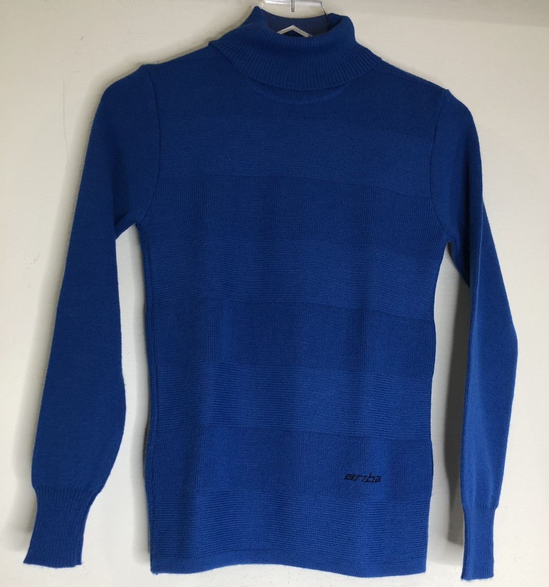 Vintage Anba of Austria Sz XS Chest 30″ Royal Blue Turtleneck Wool Ski Sweater