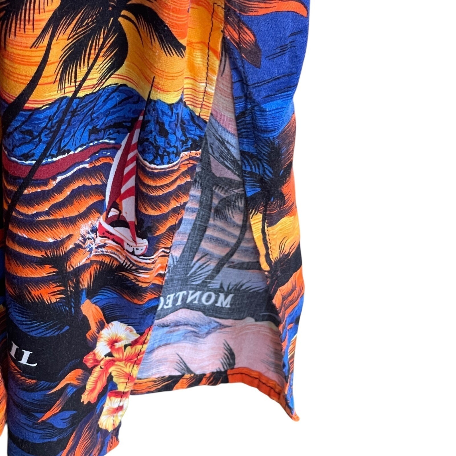 Jamaica Tropical Maxi Dress XL Orange Blue Beach Vacation Boho Casual Cruise
