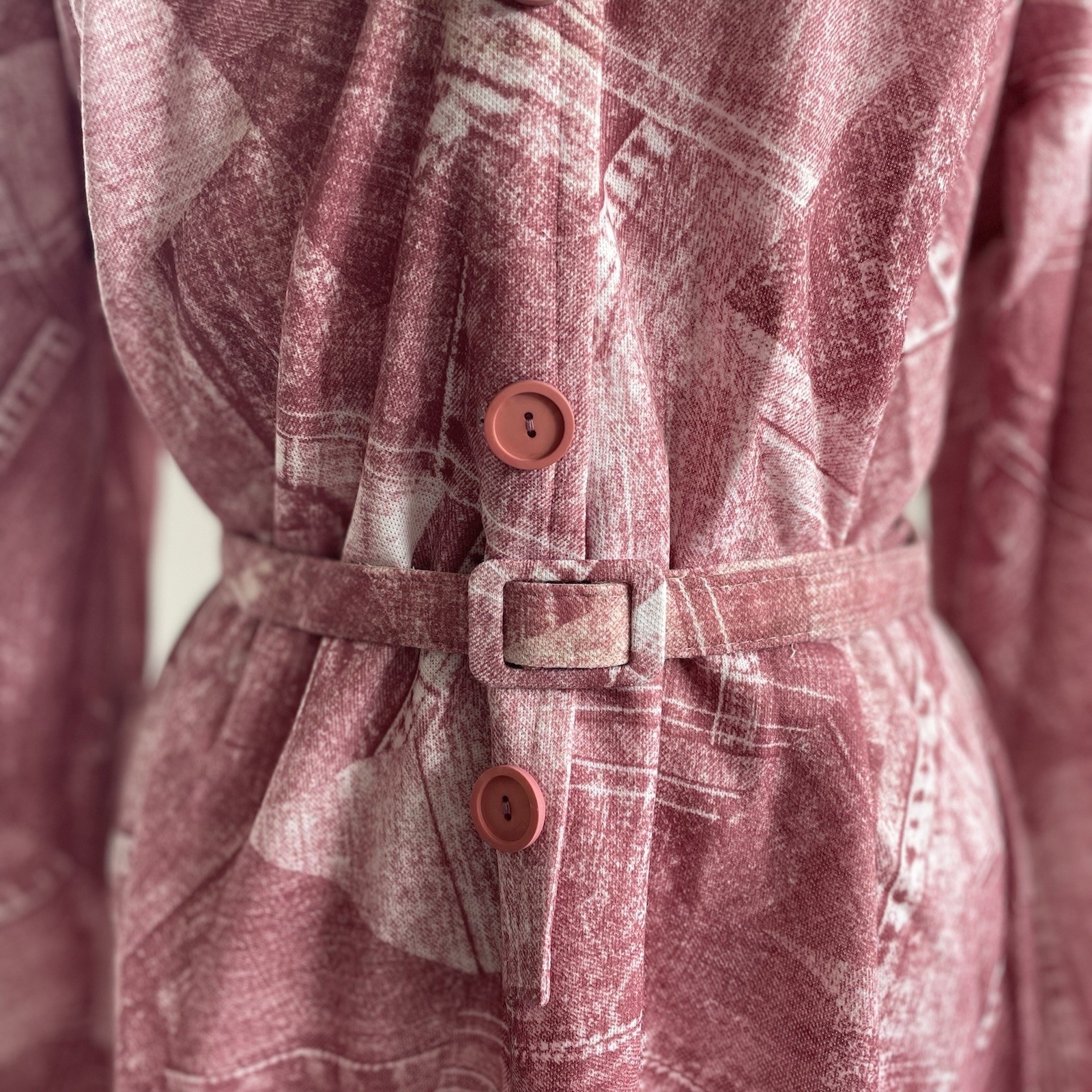 Vintage Original 70s unworn Size XL – 2XL Shirt Dress Pink Patchwork 'Helka’