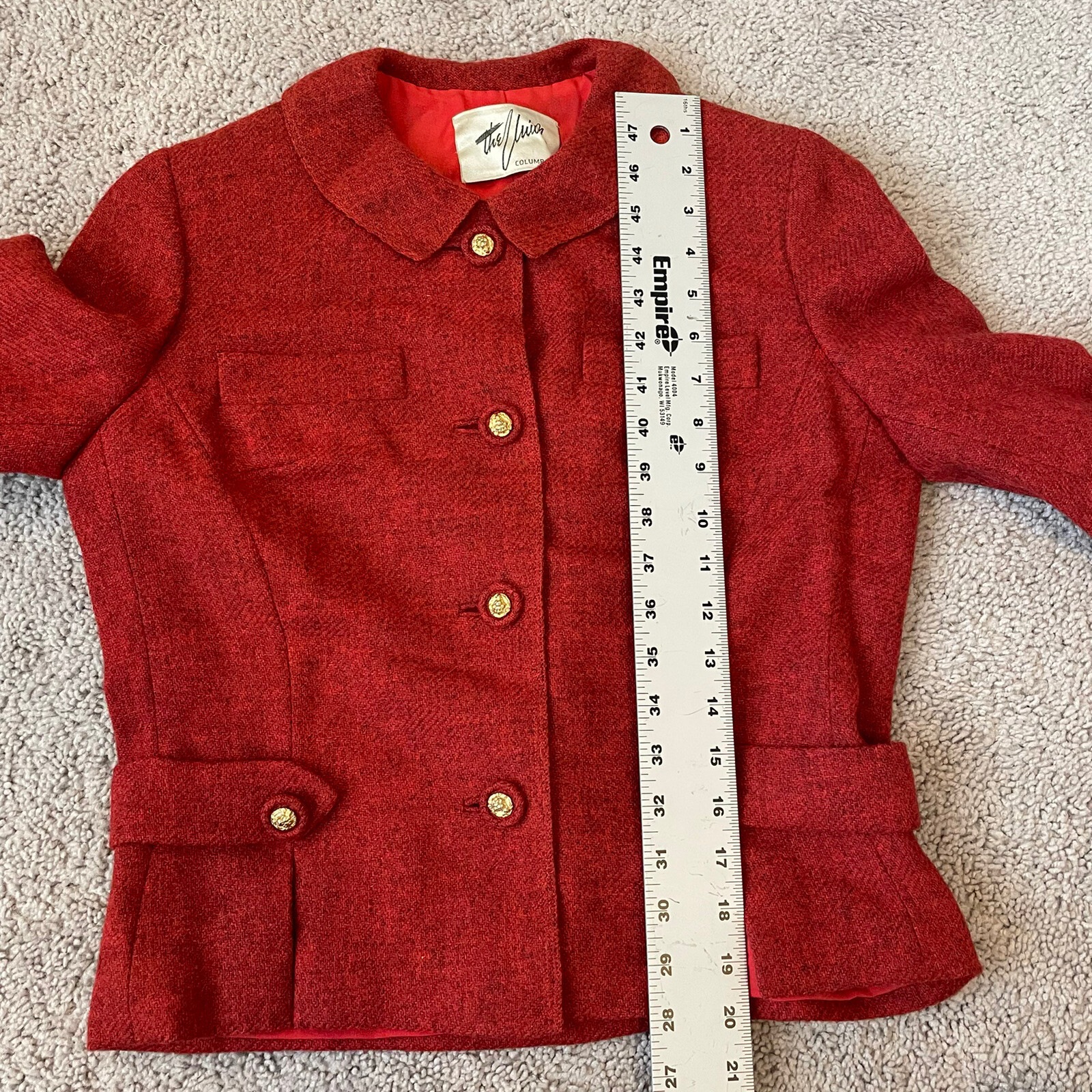 Vintage 60’s Davidow The Union Skirt Suit Red Virgin Wool Tweed Lined No Sz – XS
