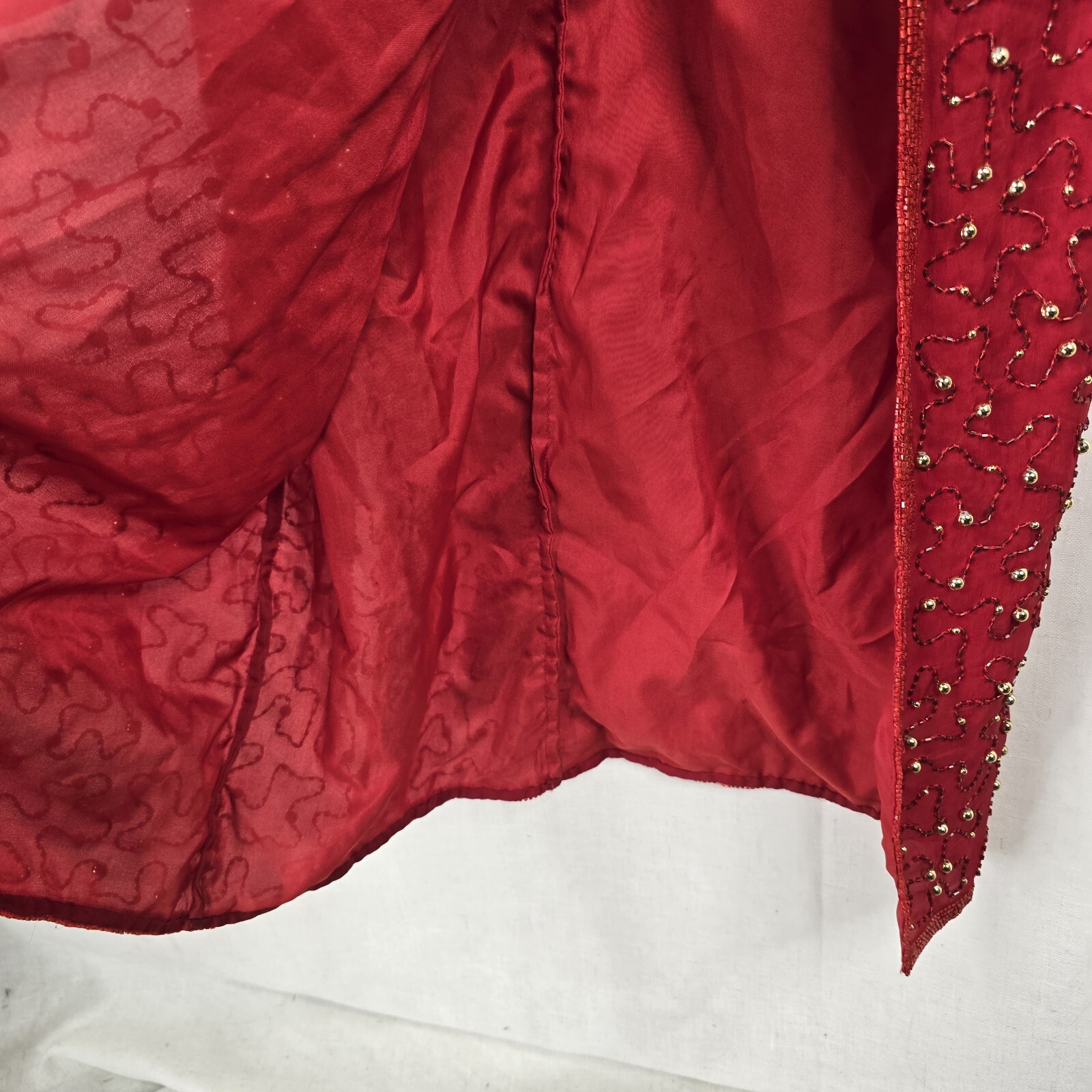 Vintage Scala Y2k Womens Medium 6 Red Beaded Silk Jessica Rabbit Dress